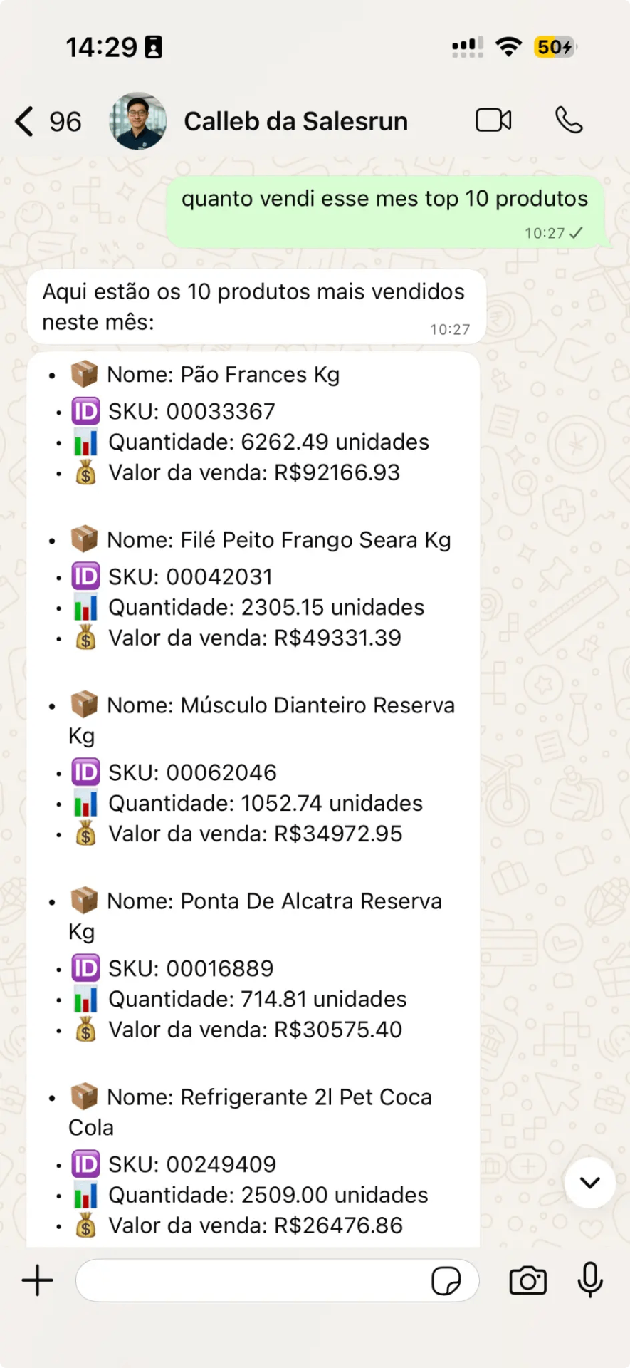Calleb respondendo no WhatsApp